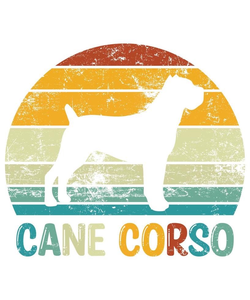 Funny Cane Corso Vintage Retro Sunset Silhouette Gifts Dog Lover Dog Owner Essential T-Shirt vector