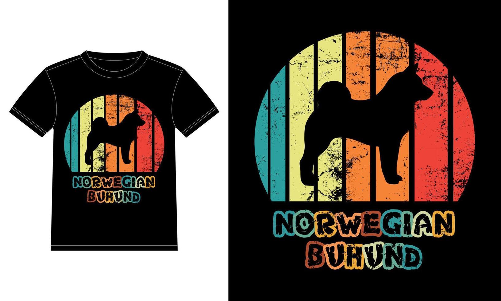 Funny Norwegian buhund Retro Vintage Sunset T-shirt Design template, Norwegian buhund Board, Car Window Sticker, POD, cover, Isolated white background, Silhouette Gift for Norwegian buhund Lover vector