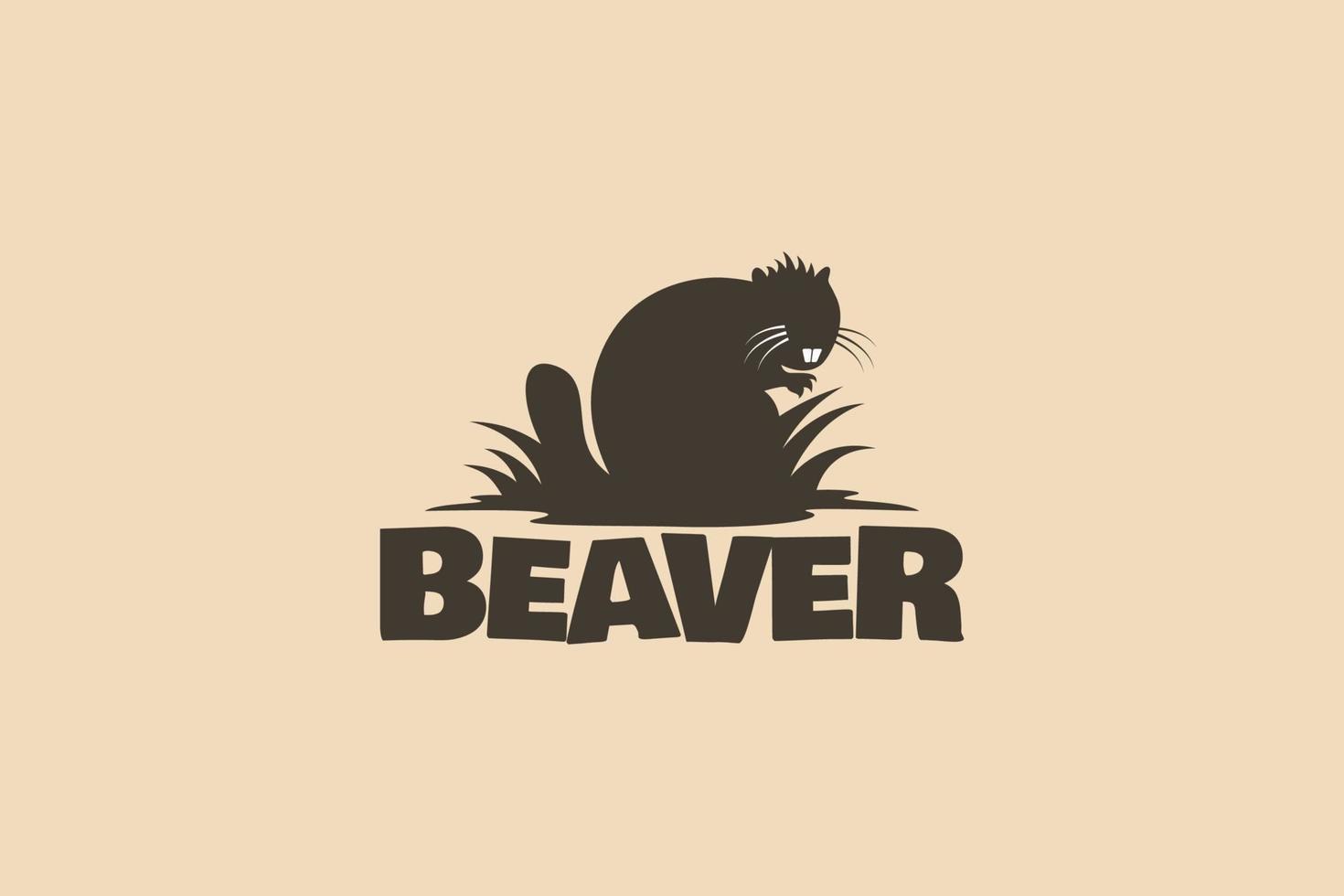 Beaver logo with a beaver hunting in the swamp vector