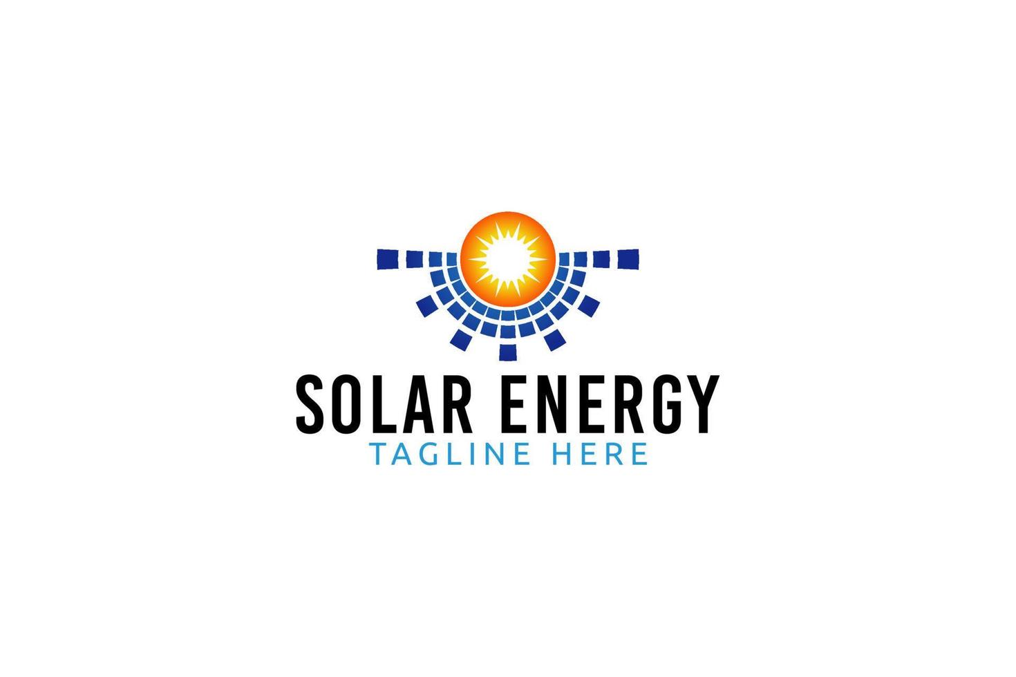 logotipo de energía solar con una combinación de sol y paneles solares como icono. vector