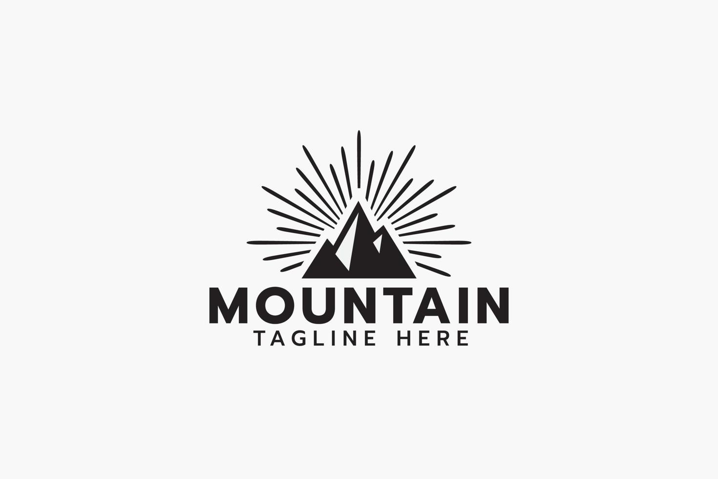 mountain logo with a combination of a mountain and light or spark as the icon. vector