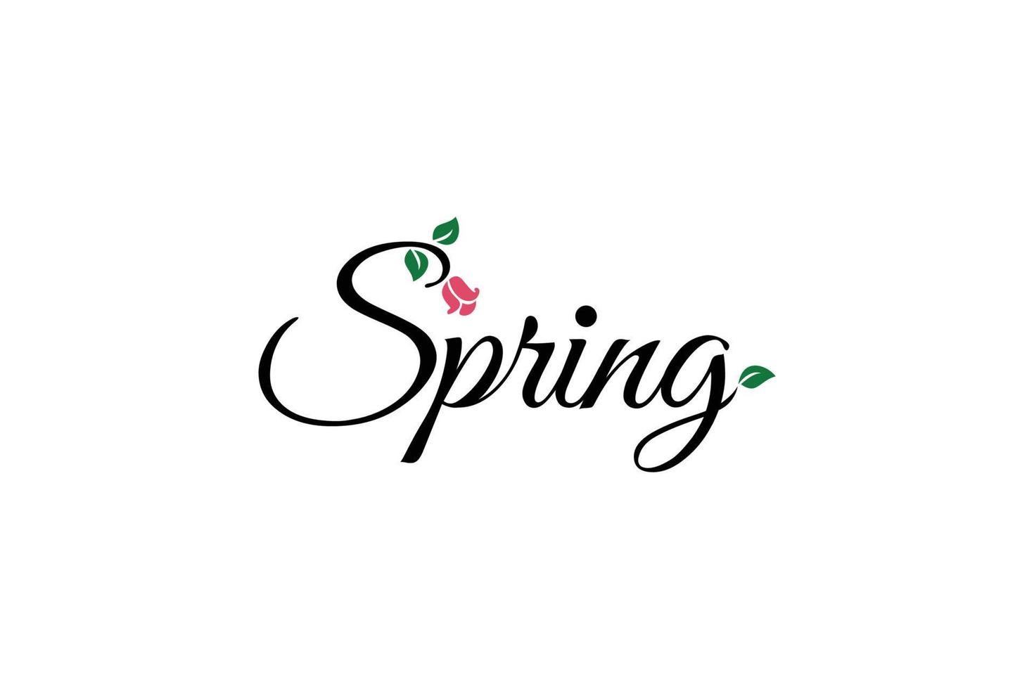 logotipo de printspring con una combinación de letras primaverales, plantas y flores. vector