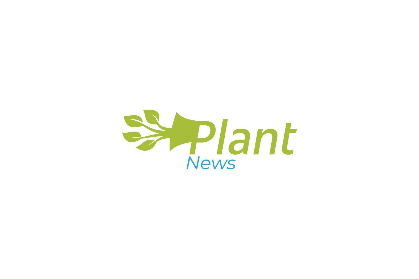 logotipo de noticias de plantas con una combinación de letra p, planta y megáfono para cualquier negocio. vector
