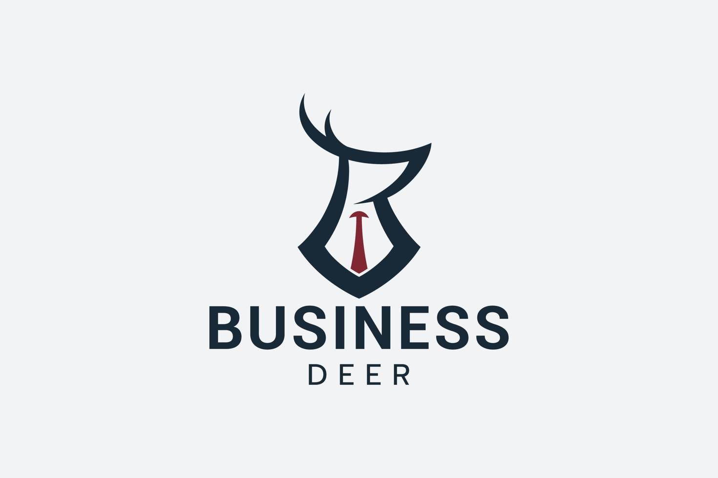 business deer logo with a combination of a deer wearing a suit and tie with the letter R vector