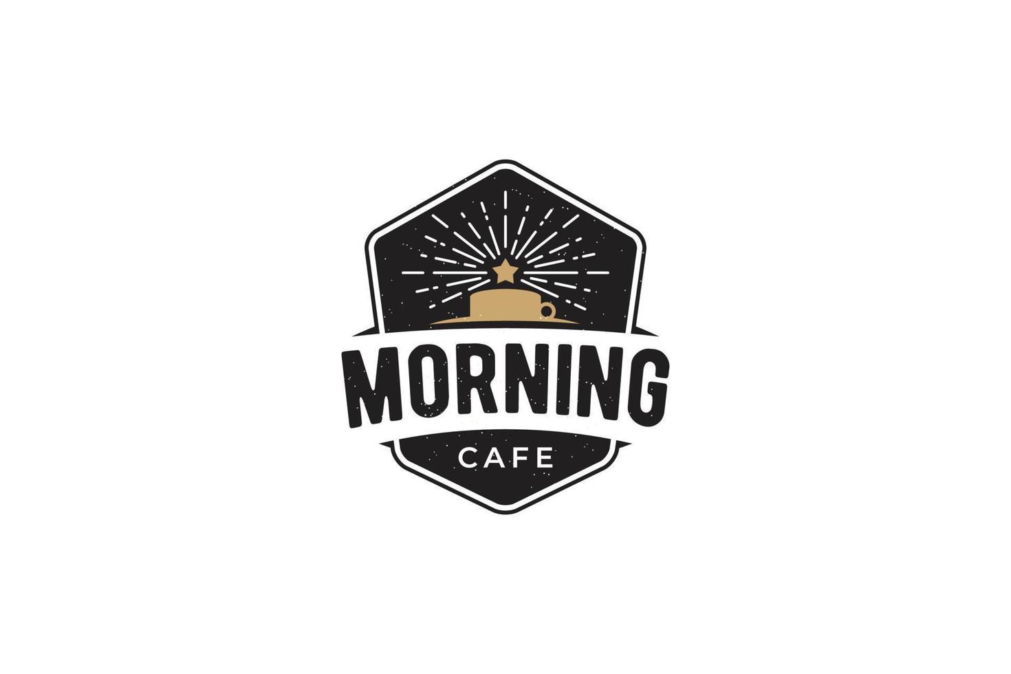 logotipo de cafetería matutina con una taza de café y una estrella en ascenso para cualquier negocio, especialmente para cafetería, cafetería, restaurante, etc. vector