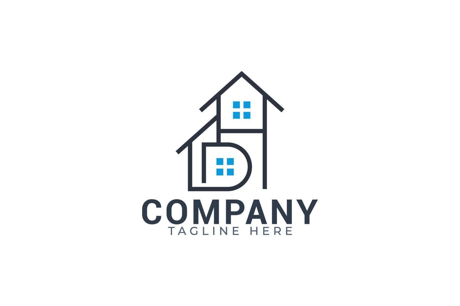 property logo with a combination of a house and letter DH as the icon. vector