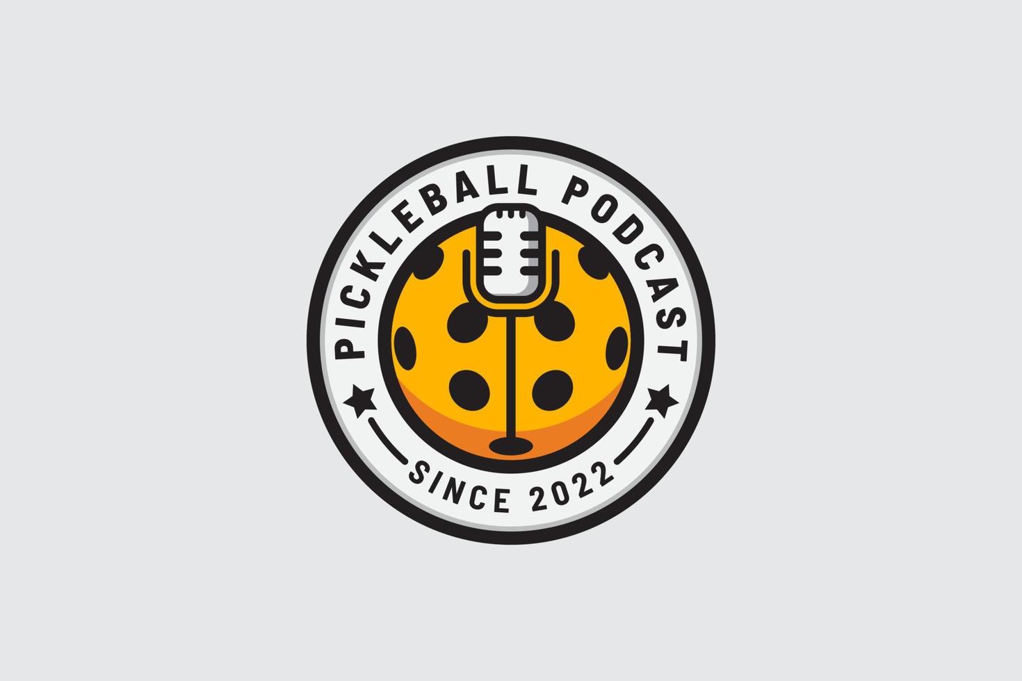 pickleball podcast logo with a combination of a ball and microphone vector