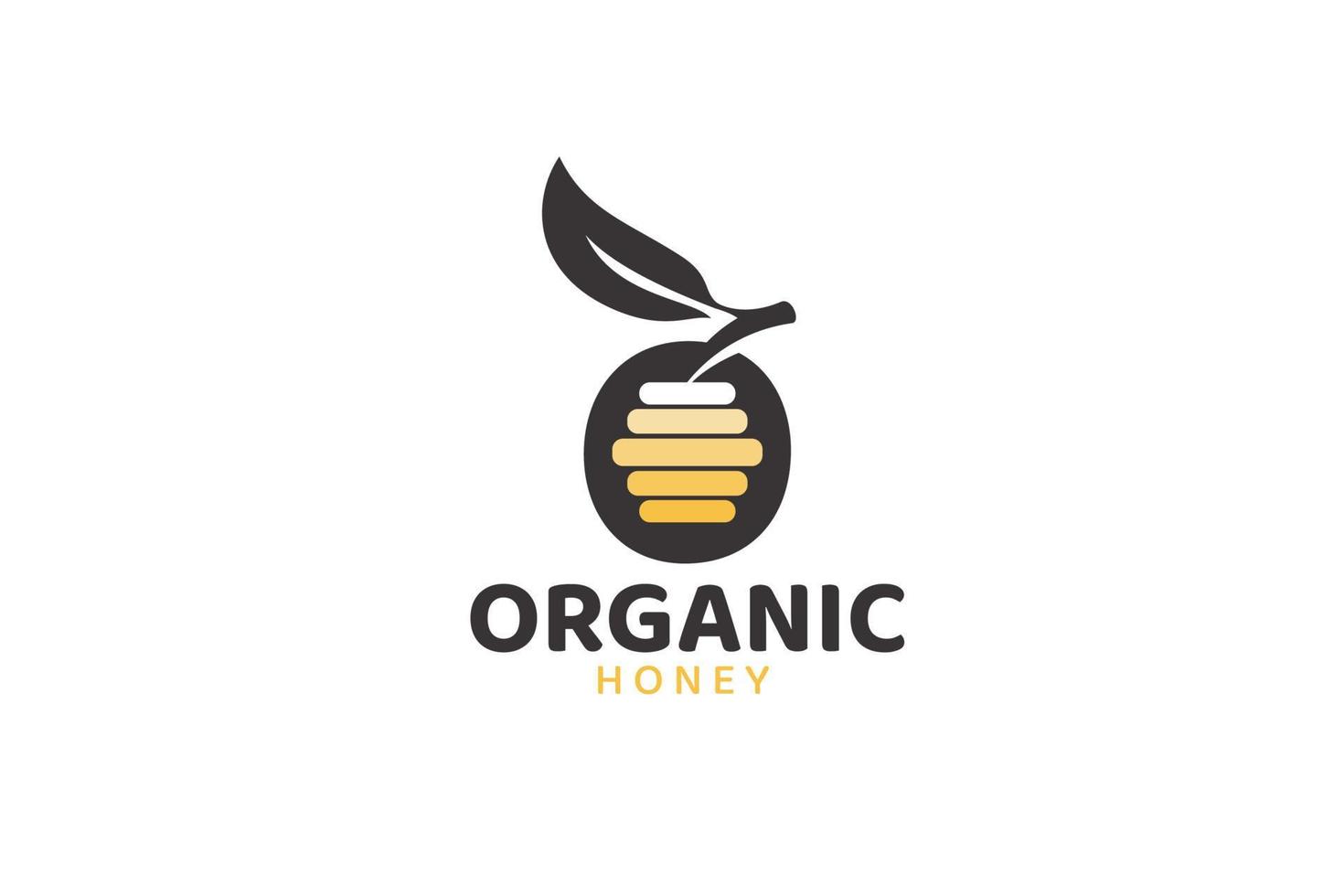 organic honey logo with a combination of honey barrel, leter o and leaf for any business especially for honey farm, shop, store, etc. vector