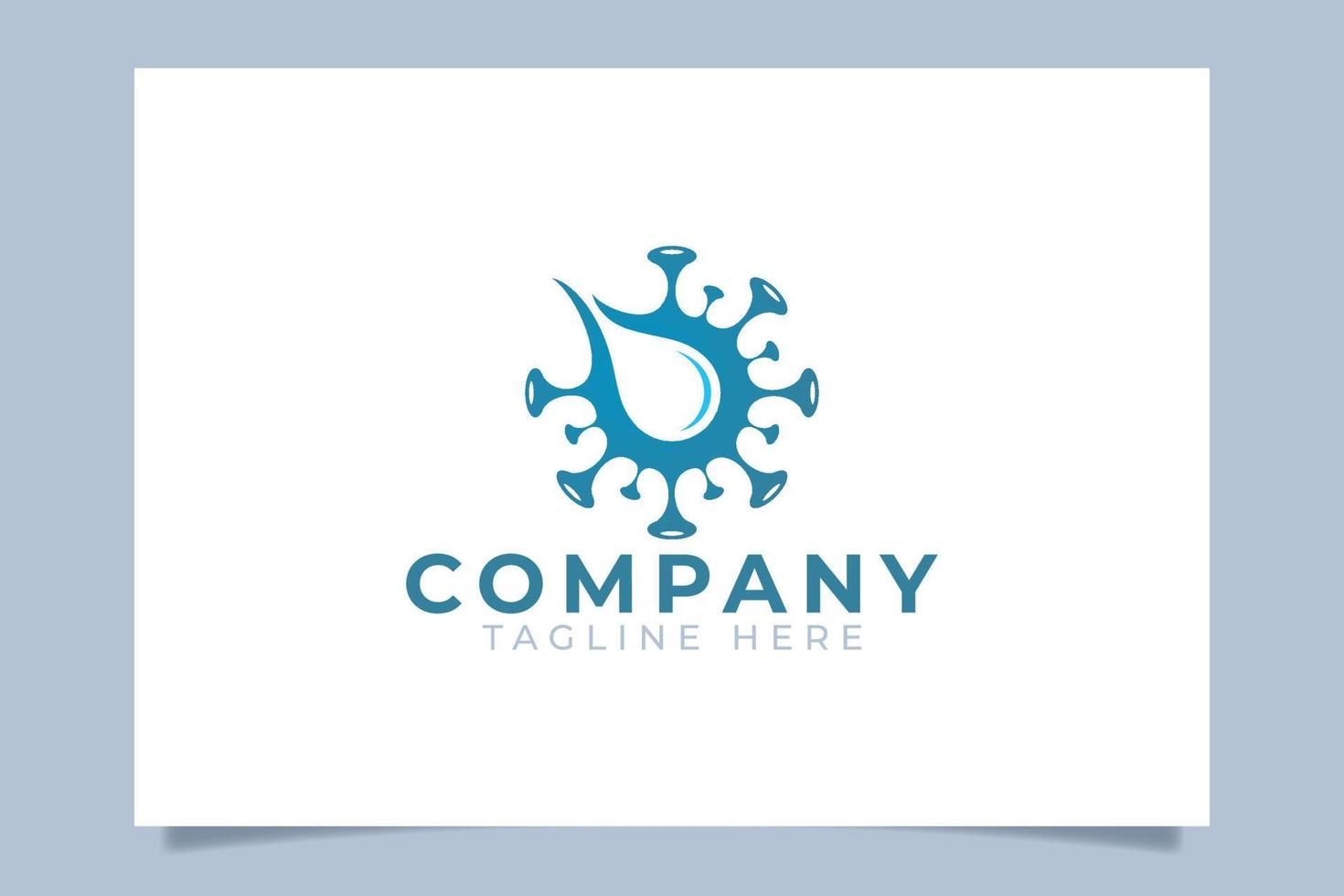 a simple sanitizer logo with coronavirus or covie-19 and water drop. best for any business especially for medical, pharmacy and health care. vector