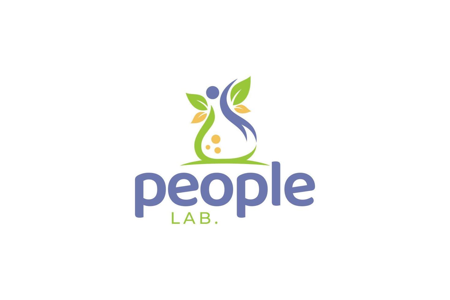 People lab logo with erlenmeyer combined with human, and floral elements for any business. vector