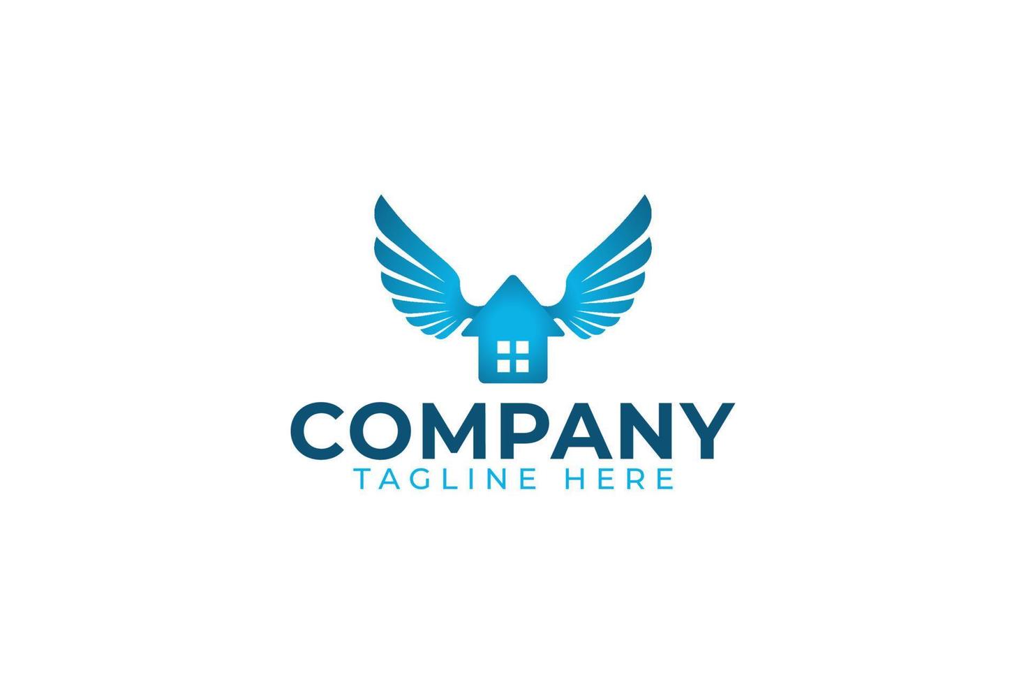 flying house logo with a combination of a house and wings as the icon for any business especially for house business, real estate, architecture, construction, mortgage, rent, etc. vector