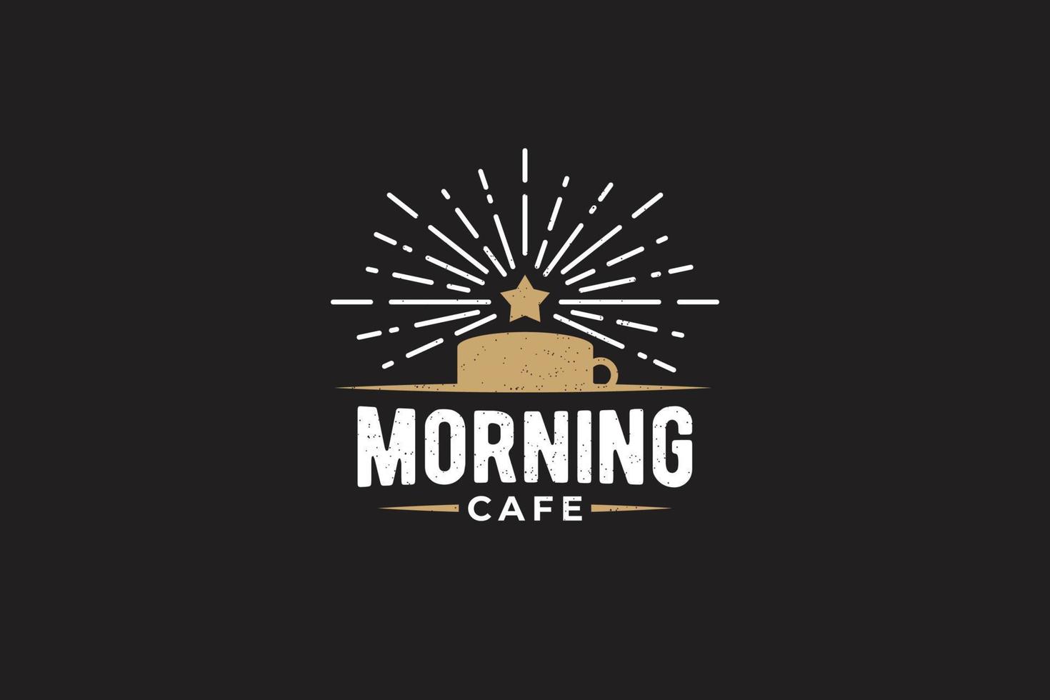 logotipo de cafetería matutina con una taza de café y una estrella en ascenso para cualquier negocio, especialmente para cafetería, cafetería, restaurante, etc. vector