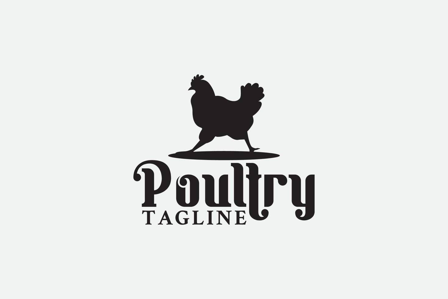poultry logo with a hen walking fast as the icon. vector