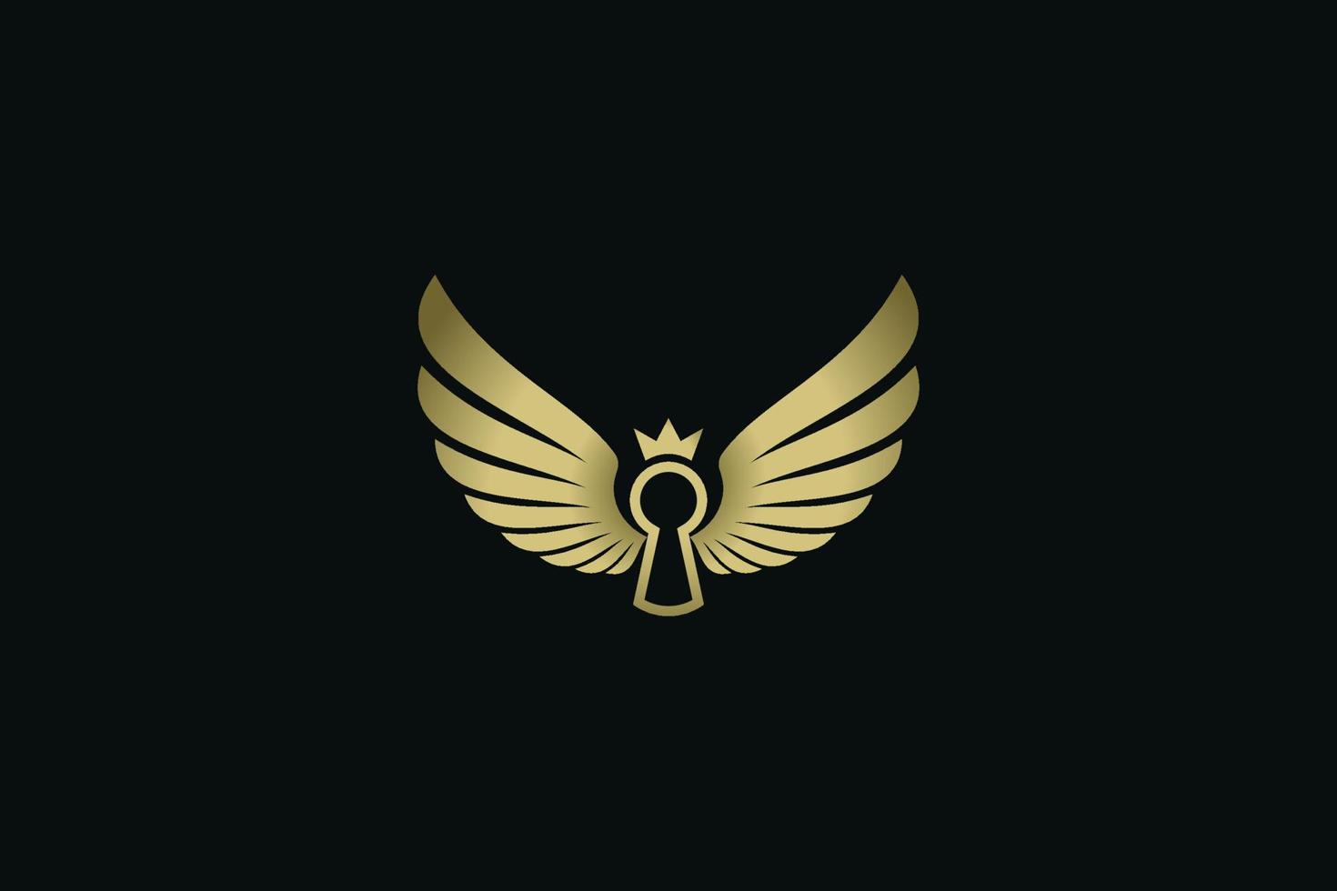 a luxury and elegant logo with a combination of keyhole, wings and crown. This logo is suitable for real estate, construction, architecture, mansion, apartment, security, etc. vector