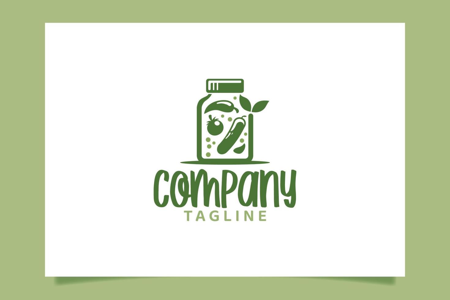 Pickles logo vector graphic with cucumber and other ingredients in a jar.