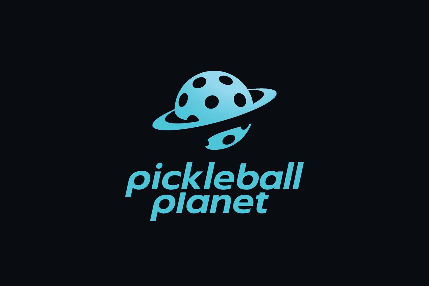 simple pickleball planet logo with a combination of pickleball and a planet vector