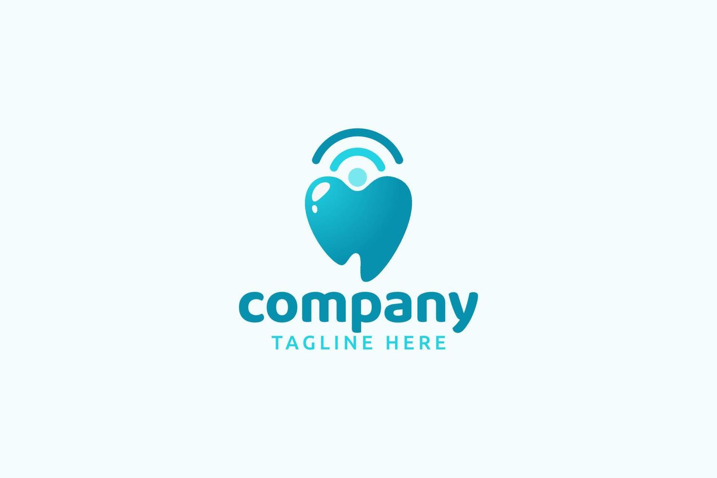 online dental logo with a combination of a teeth and wifi signal as the icon vector