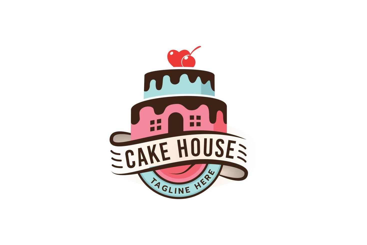 logotipo de la casa de pasteles con una combinación de pastel y casa. vector