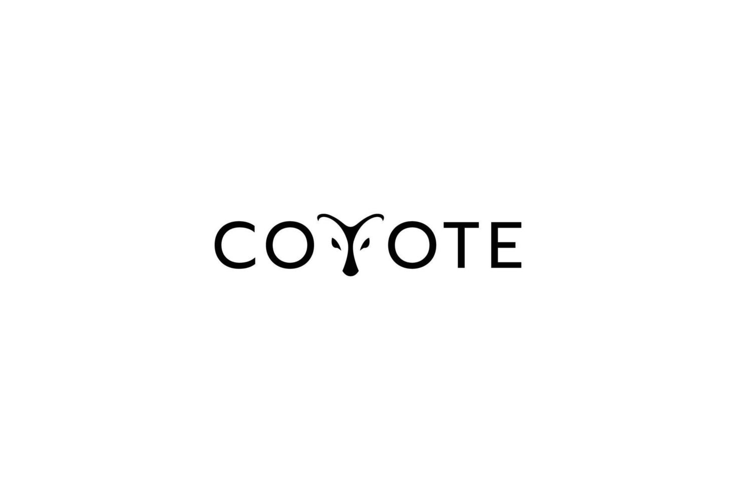 logotipo de coyote con letras de coyote con cara de coyote como letra y vector