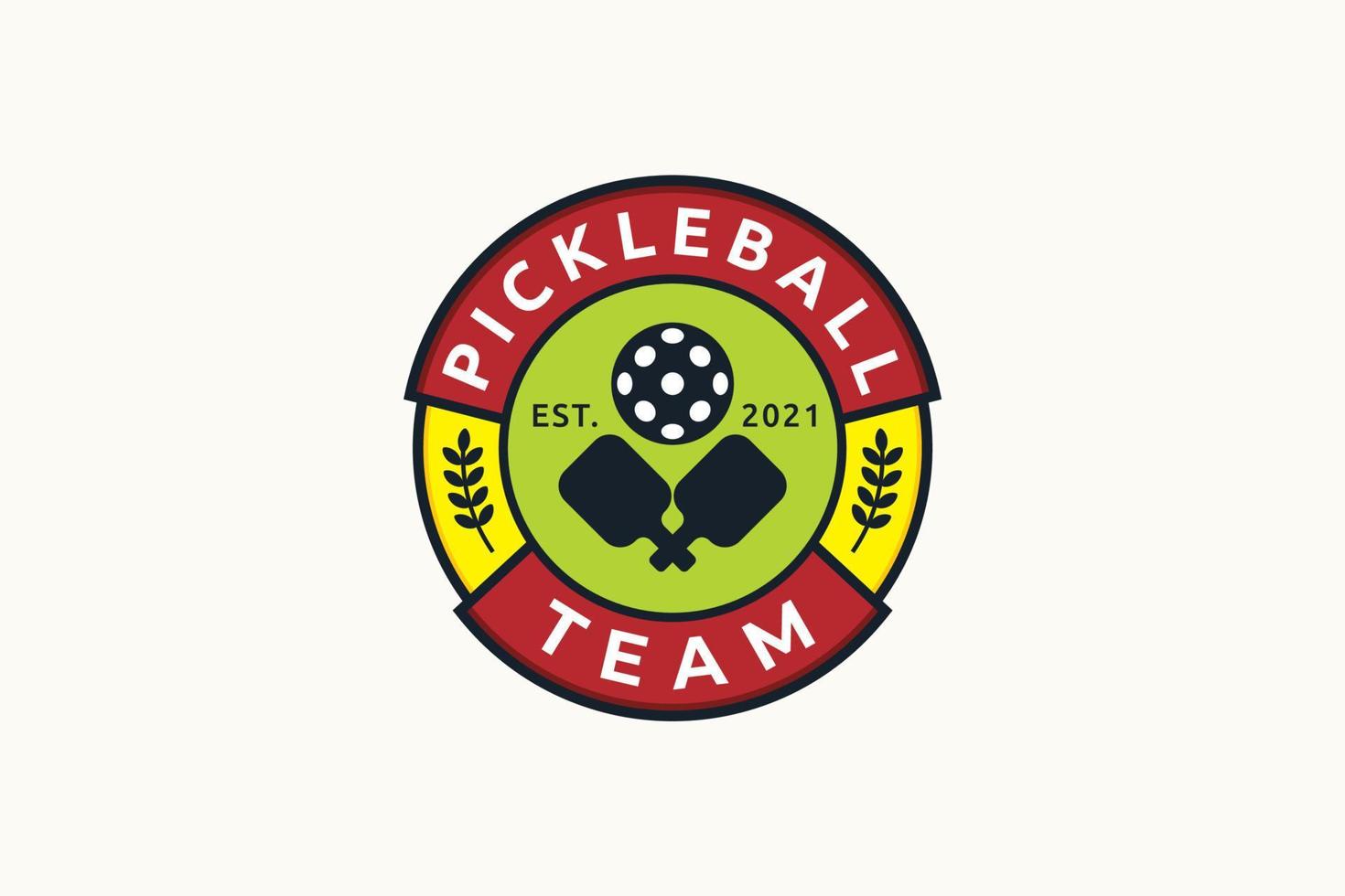 pickleball team logo with combination a ball and paddles vector