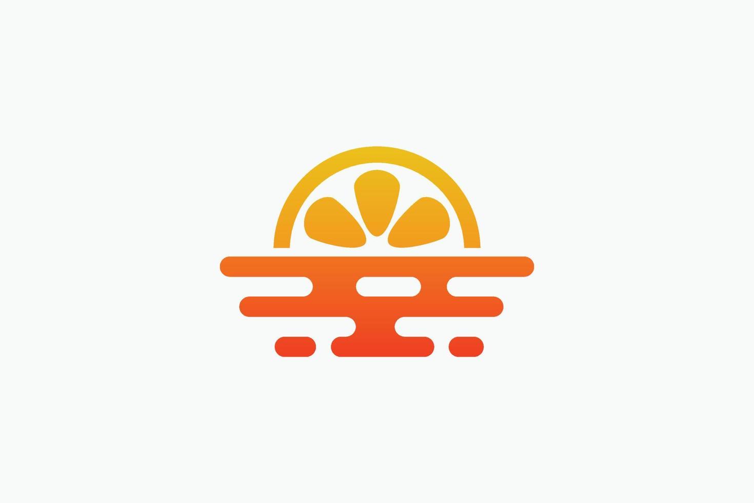 logo de lemon beach con una combinación de horizonte oceánico con un limón como el sol. vector