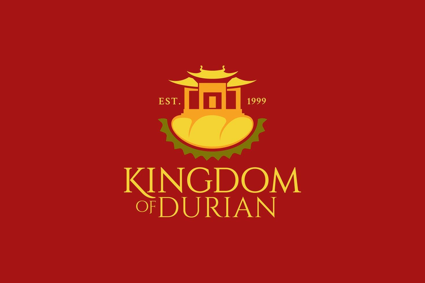 Durian kingdom logo with a combination of durian and asian style empire for any business. vector