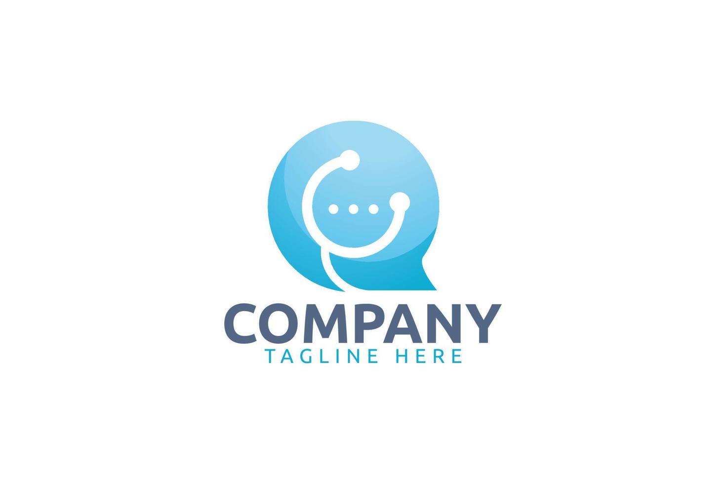 online medical logo with a combination of a stethoscope and chat or bubble as the icon. vector