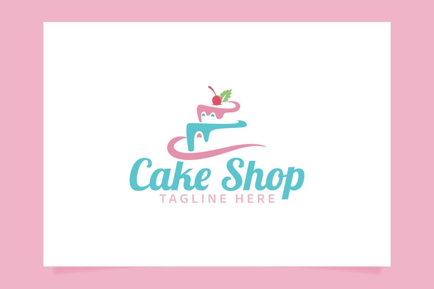 Cake shop logo with beautiful cake images for any businesses, especially for bakery, cakery, cake art, cake school, cafe, etc. vector