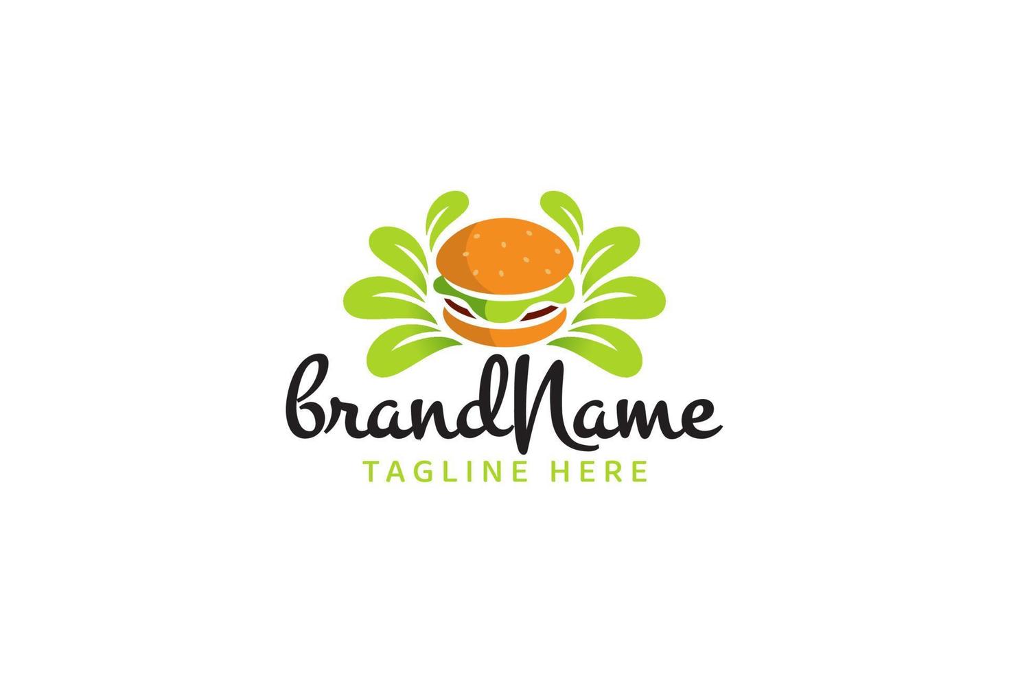 healthy burger logo with a combination of burger and leaves for any business especially for food and beverage, fast food, cafe, restaurant, food truck, etc. vector