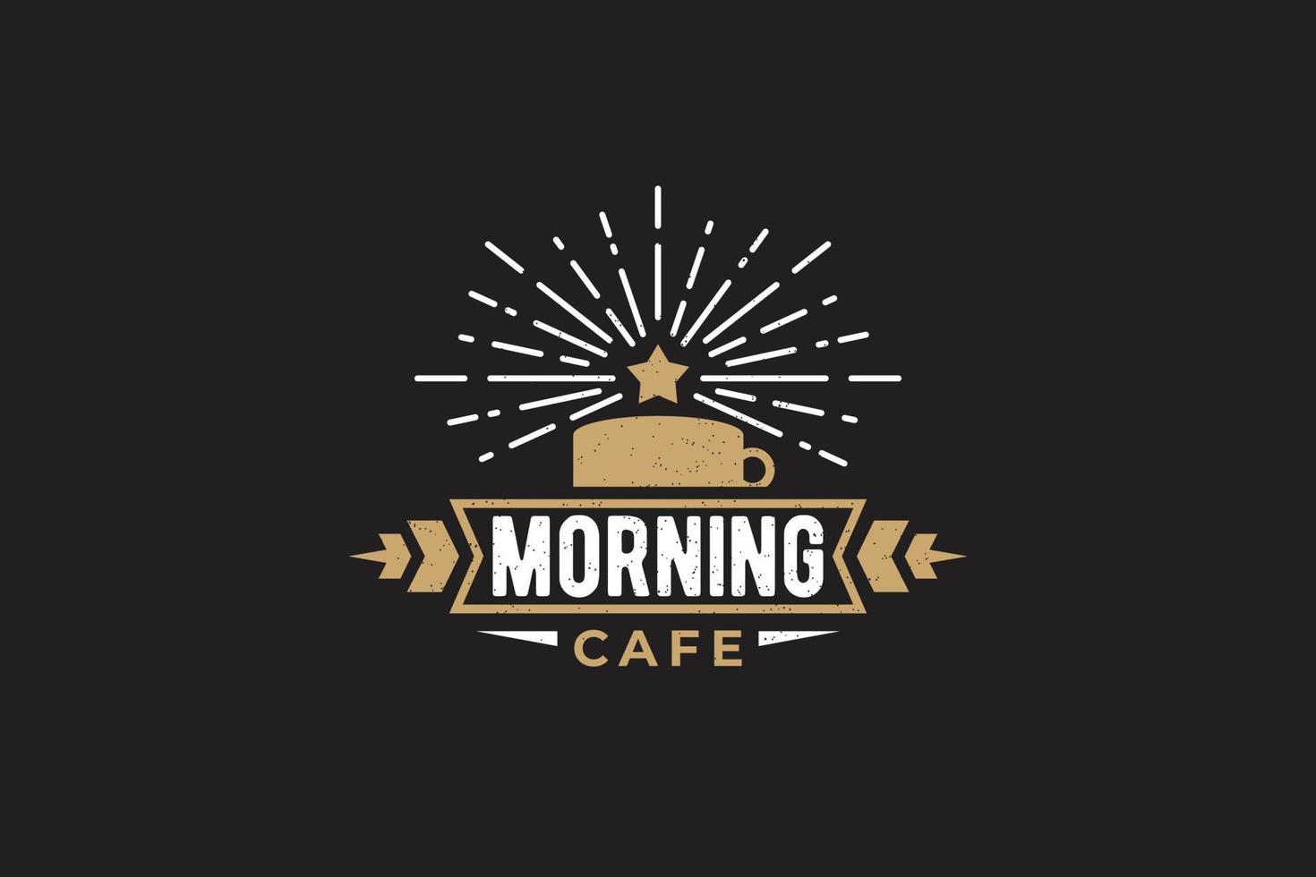 logotipo de cafetería matutina con una taza de café y una estrella en ascenso para cualquier negocio, especialmente para cafetería, cafetería, restaurante, etc. vector