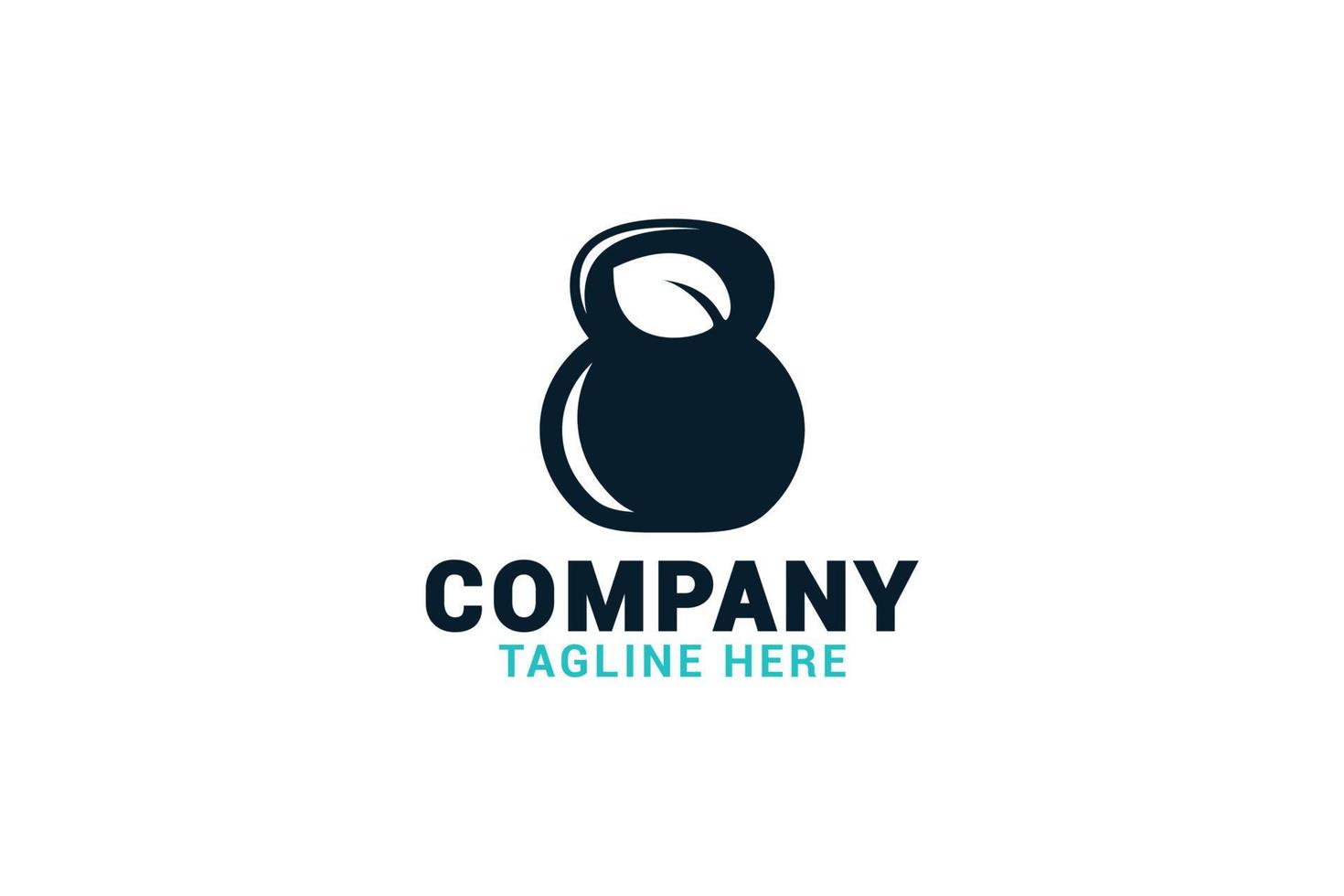 simple fitness nutrition logo with a combination of kettlebell and leave as the icon. vector