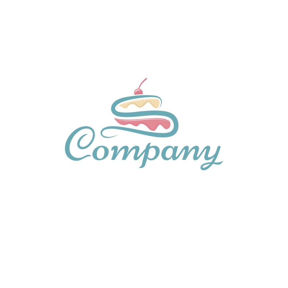 logotipo de pastel con bellas imágenes de pastel para cualquier negocio, especialmente para panadería, pastelería, arte de pasteles, escuela de pasteles, cafetería, etc. vector