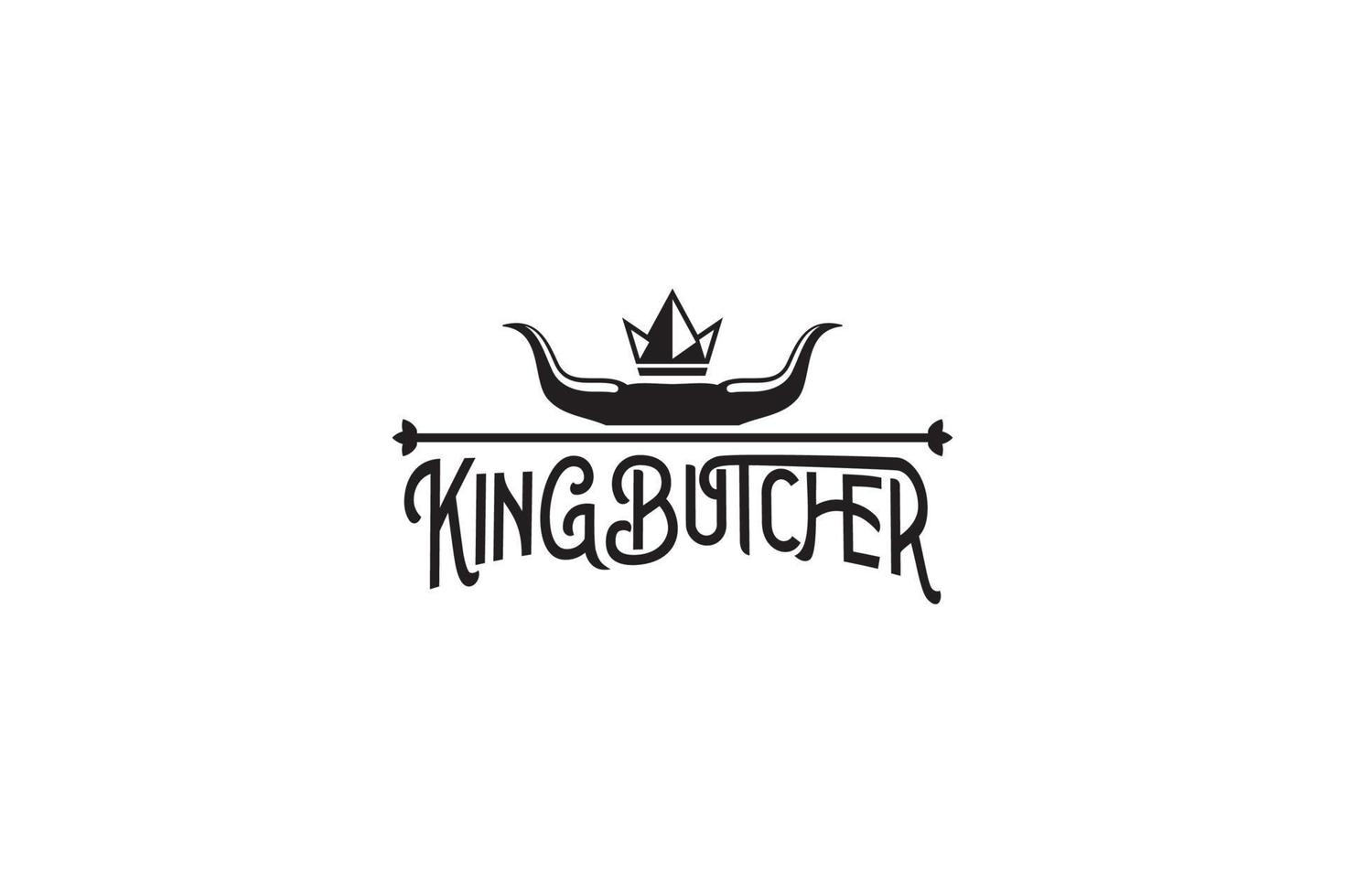 king butcher logo with a combination of cow horn and crown. vector