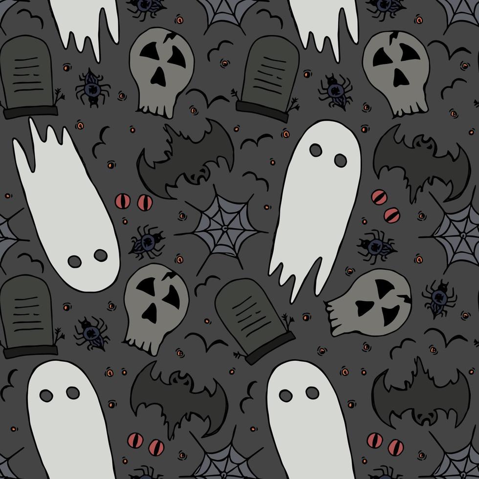 Seamless halloween pattern. Doodle halloween background vector