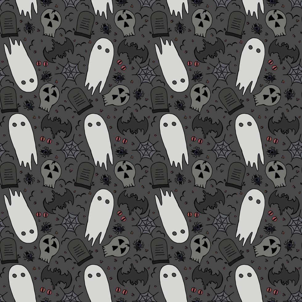 Seamless halloween pattern. Doodle halloween background vector