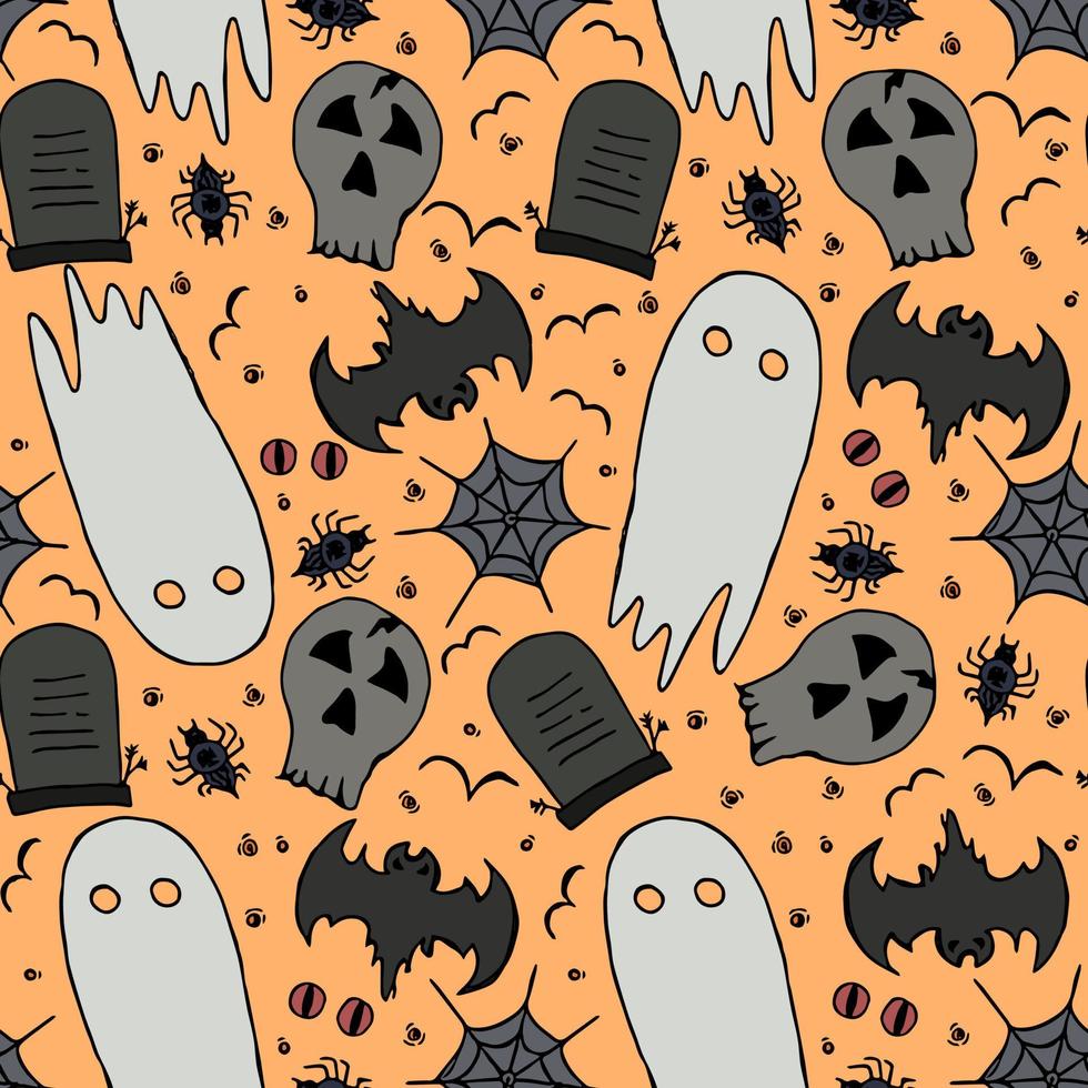 Seamless halloween pattern. Doodle halloween background vector