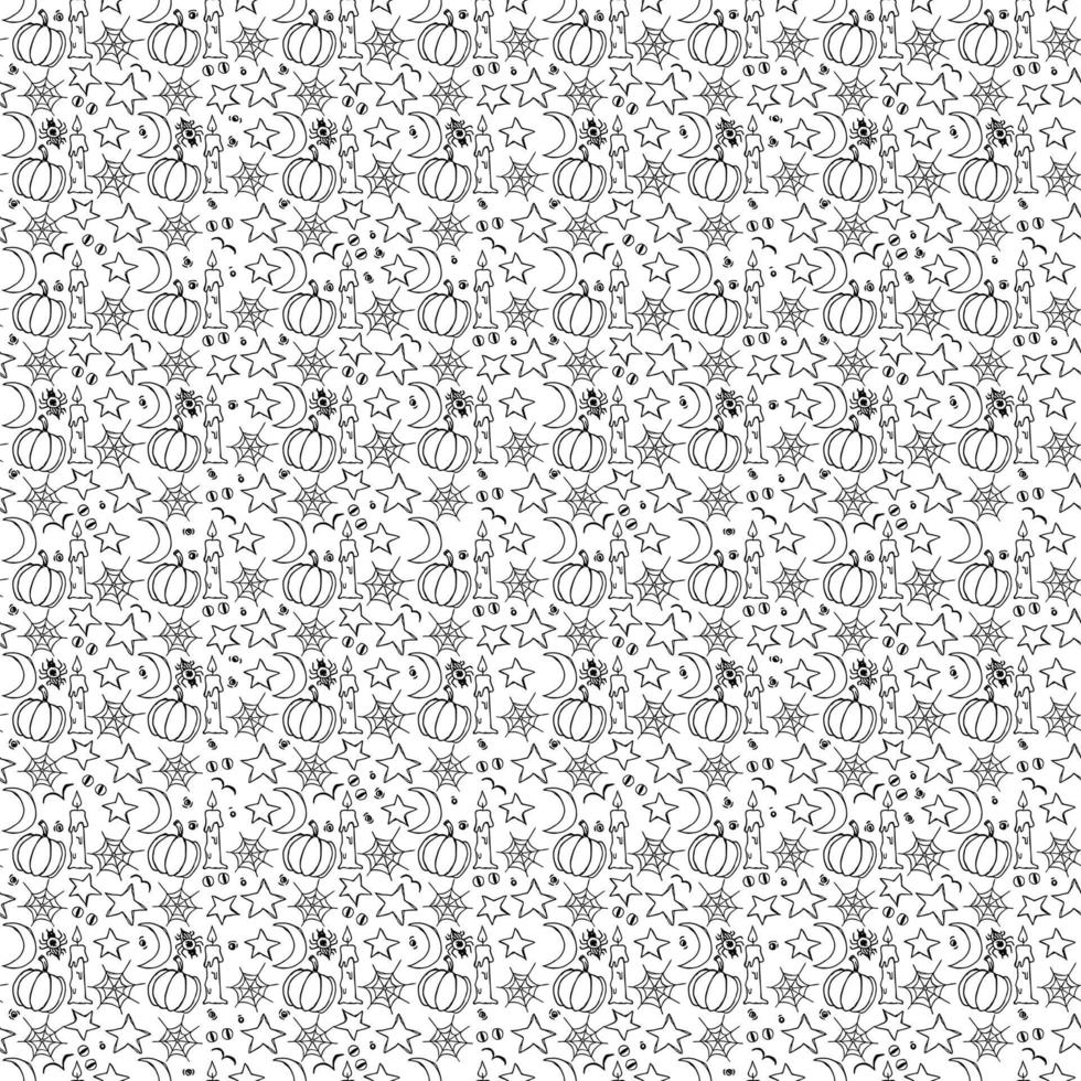 Halloween pattern. Seamless halloween doodle background vector