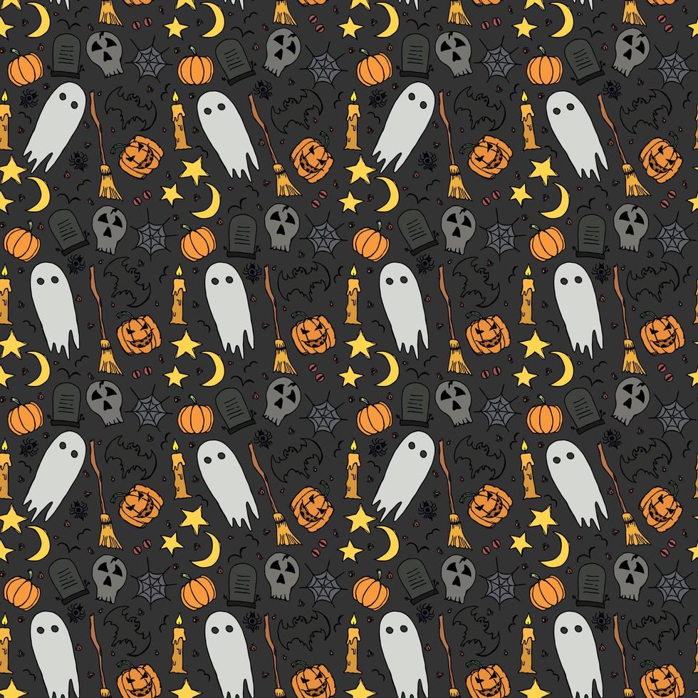 Seamless halloween pattern. Doodle halloween background vector