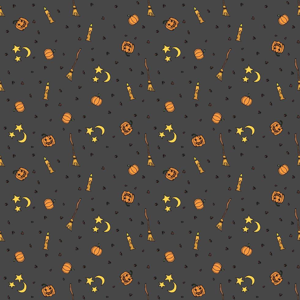 Seamless halloween pattern. Doodle halloween background vector