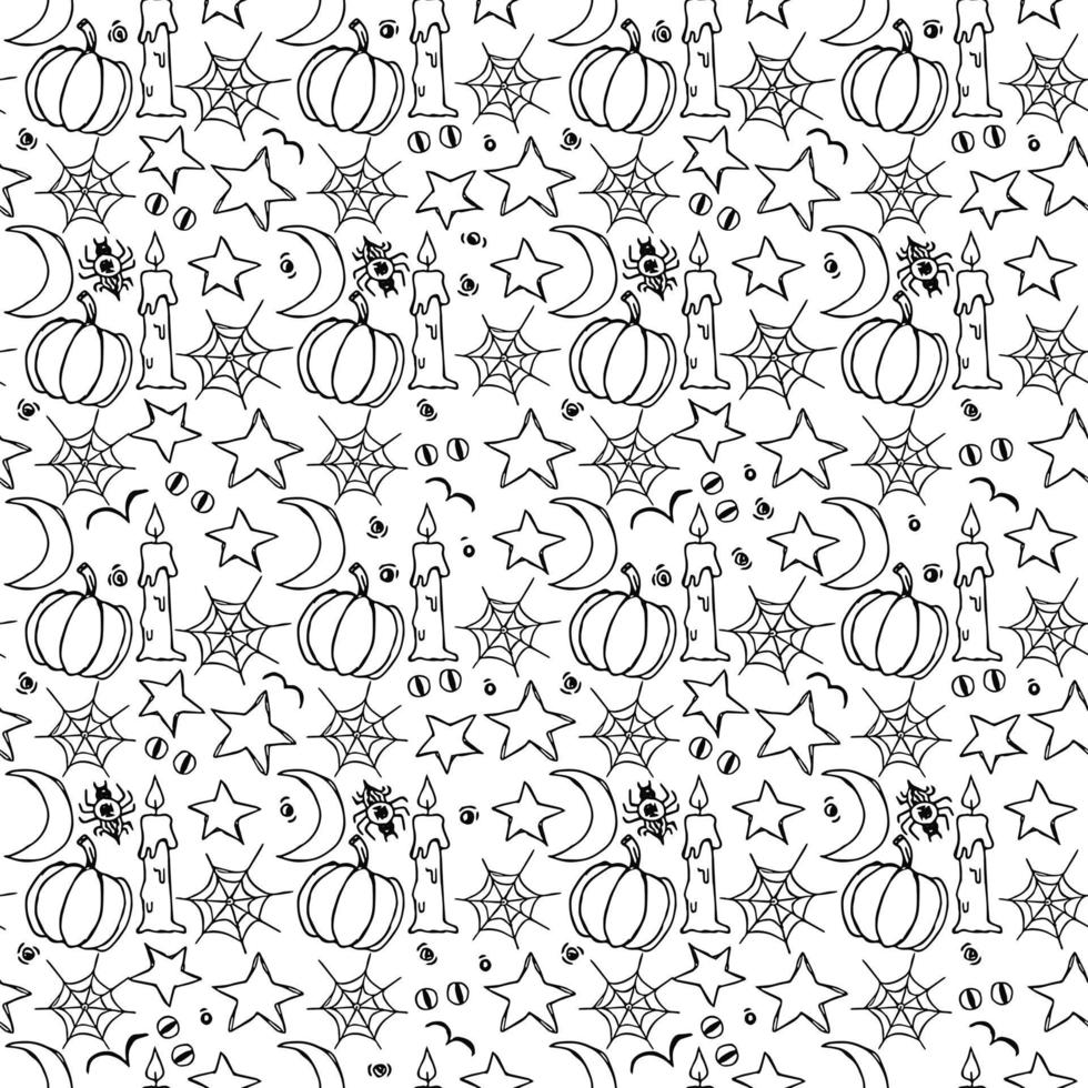 Halloween pattern. Seamless halloween doodle background vector