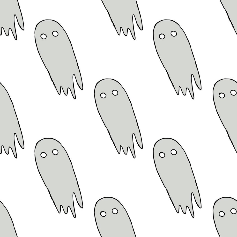 Seamless halloween pattern with ghost. Vector background with doodle halloween ghost icons