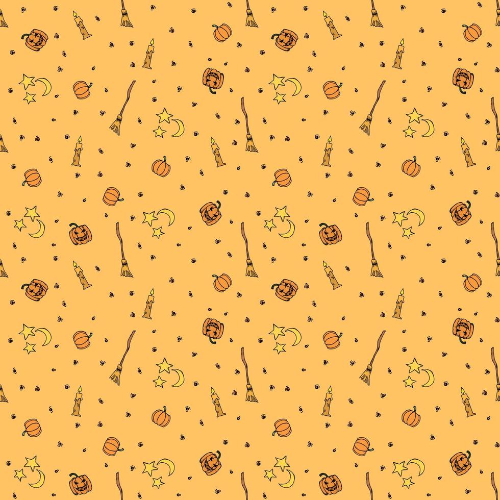 Seamless halloween pattern. Doodle halloween background vector