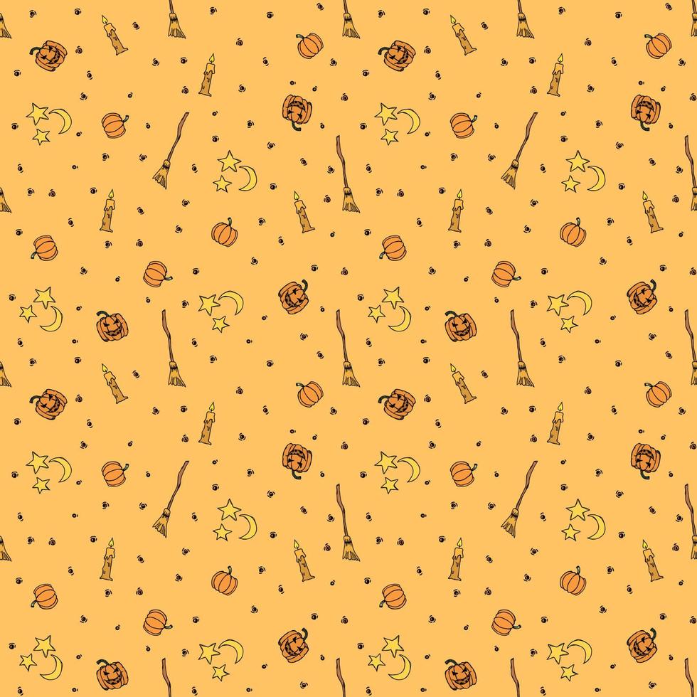 Seamless halloween pattern. Doodle halloween background vector