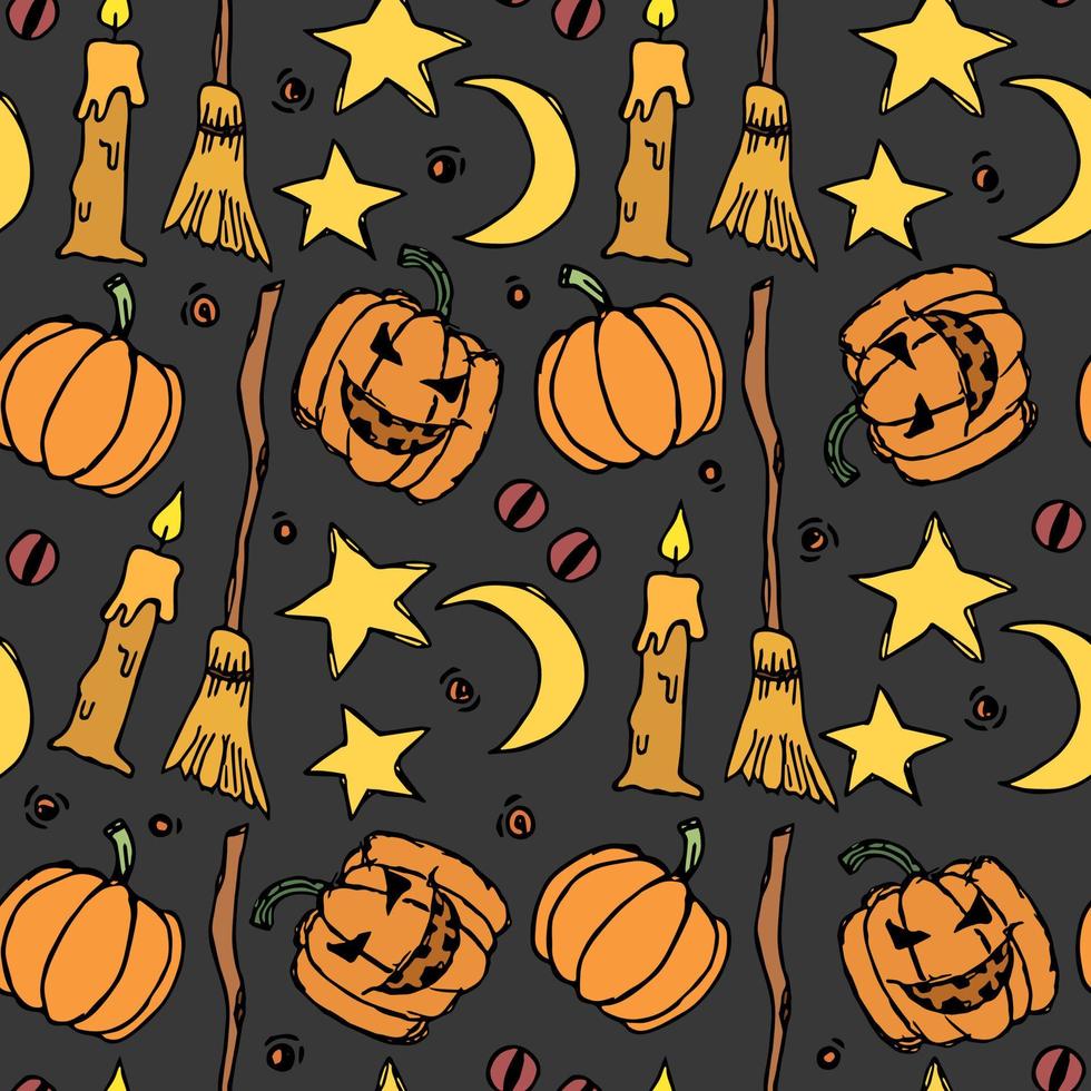 Seamless halloween pattern. Doodle halloween background vector