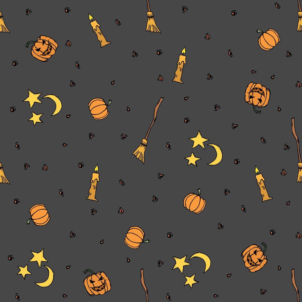 Seamless halloween pattern. Doodle halloween background vector