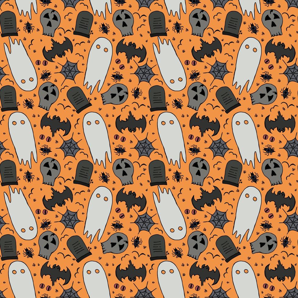 patrón de halloween sin costuras. garabato, halloween, plano de fondo vector