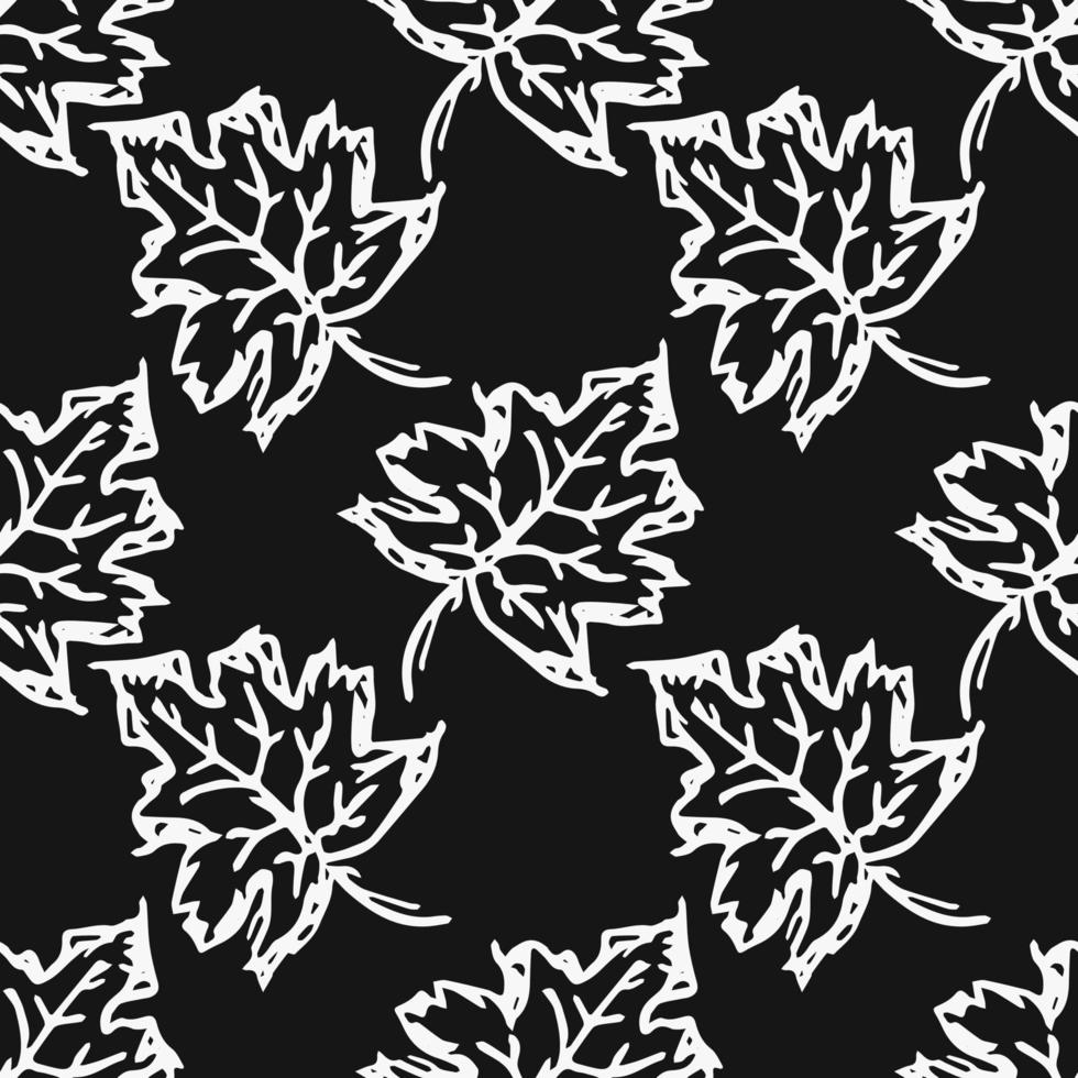 Black and white autumn pattern. Seamless autumn leaves pattern. autumn maple leaves vector