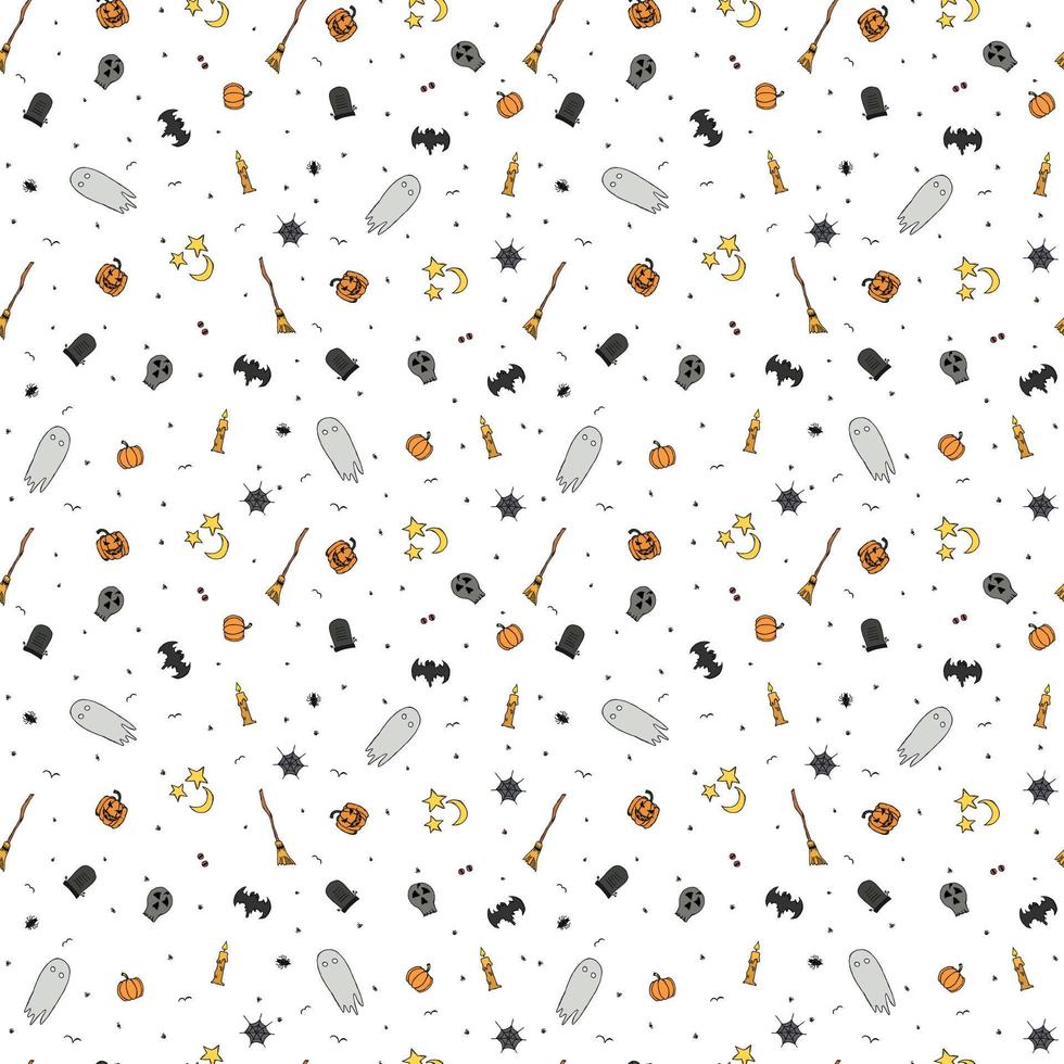 Seamless halloween pattern. Doodle halloween background vector