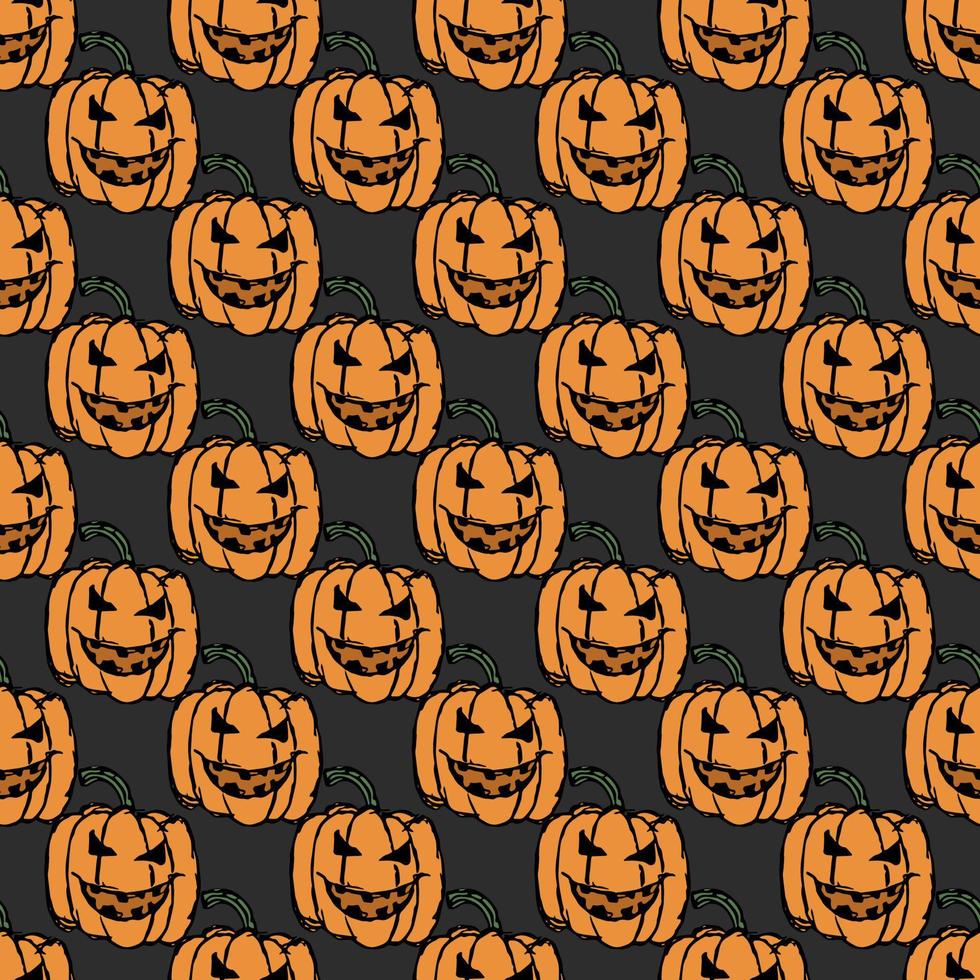 Seamles halloween pumpkin pattern. Halloween background with scary pumpkin vector