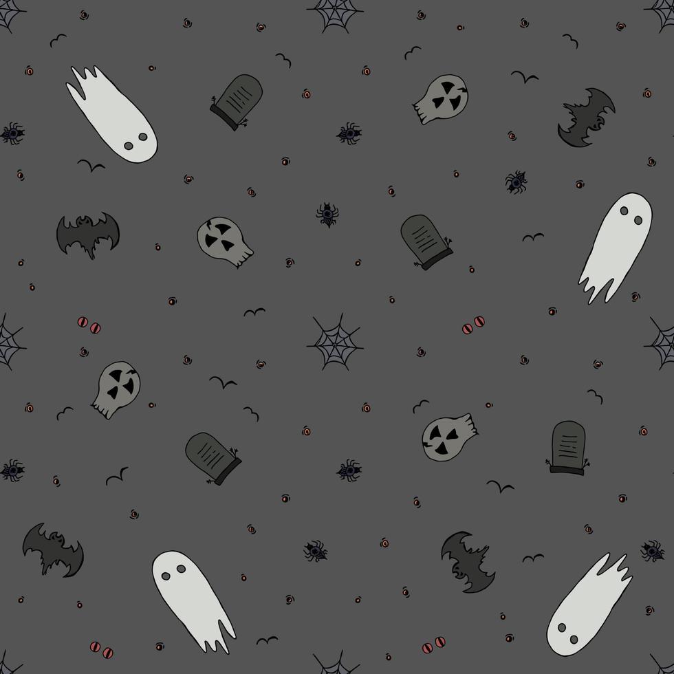 Seamless halloween pattern. Doodle halloween background vector